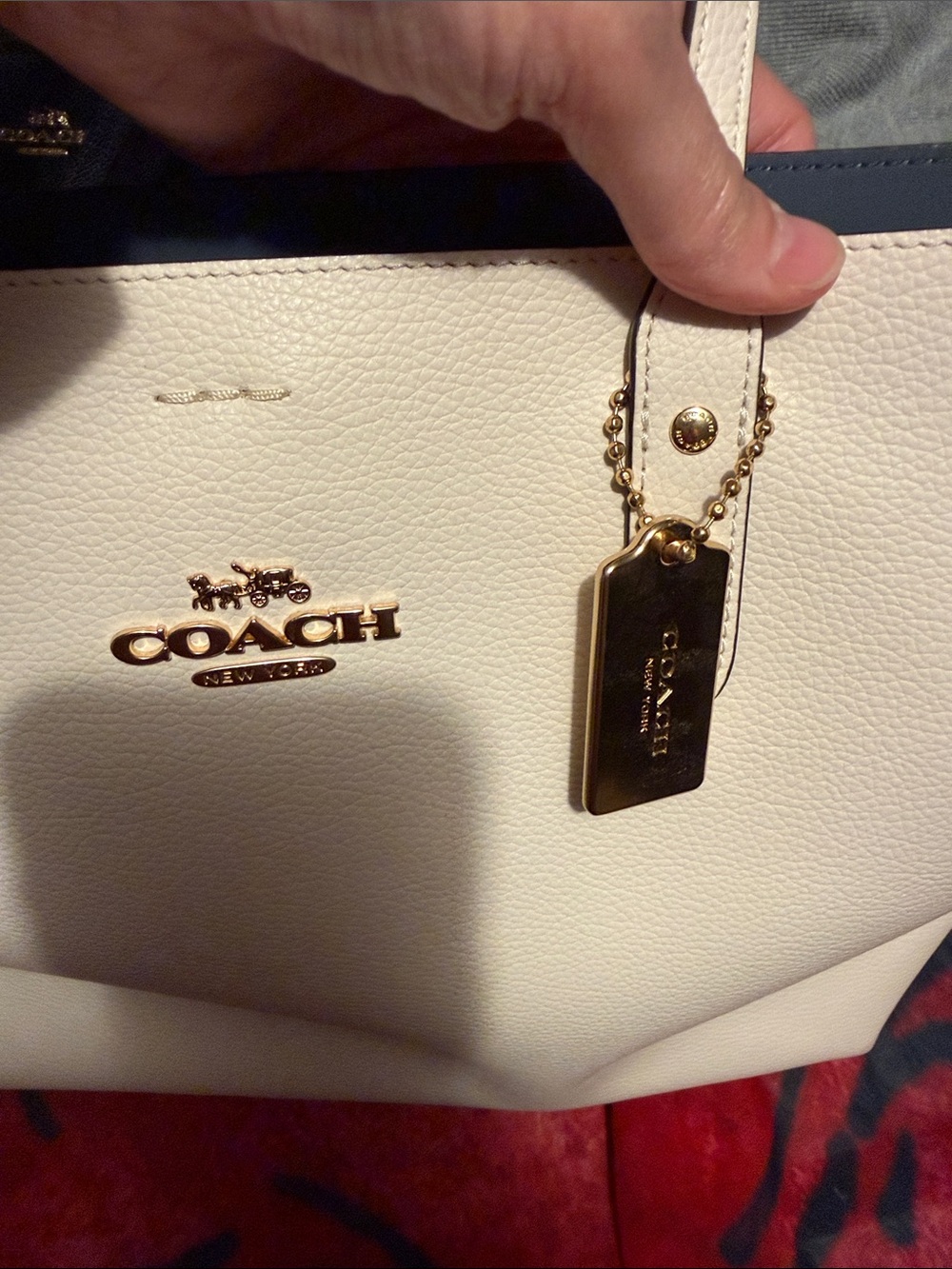 Coach Cream Leather Tote with Gold Hardware - Picture 3 of 3